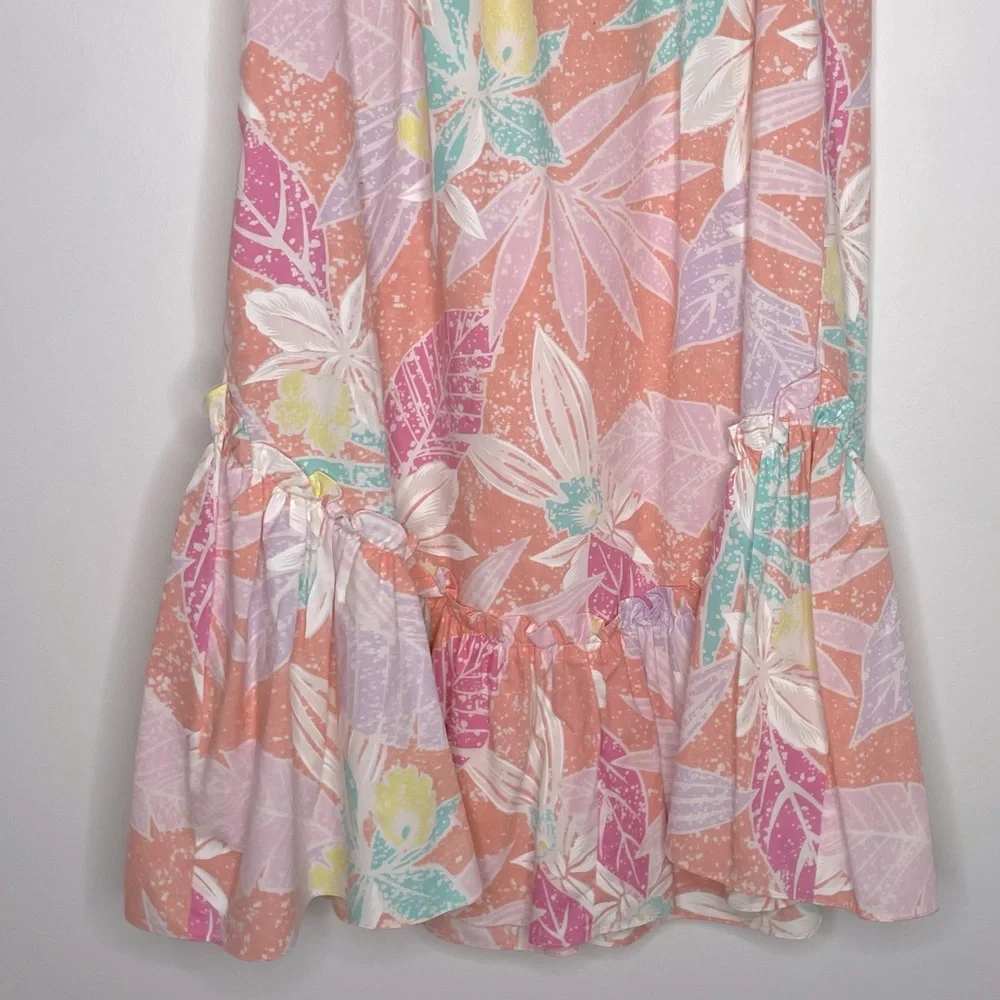 Kole Kole Vintage Made in USA Hawaiian off the shoulder Mumu floral Dress Medium - Picture 9 of 16